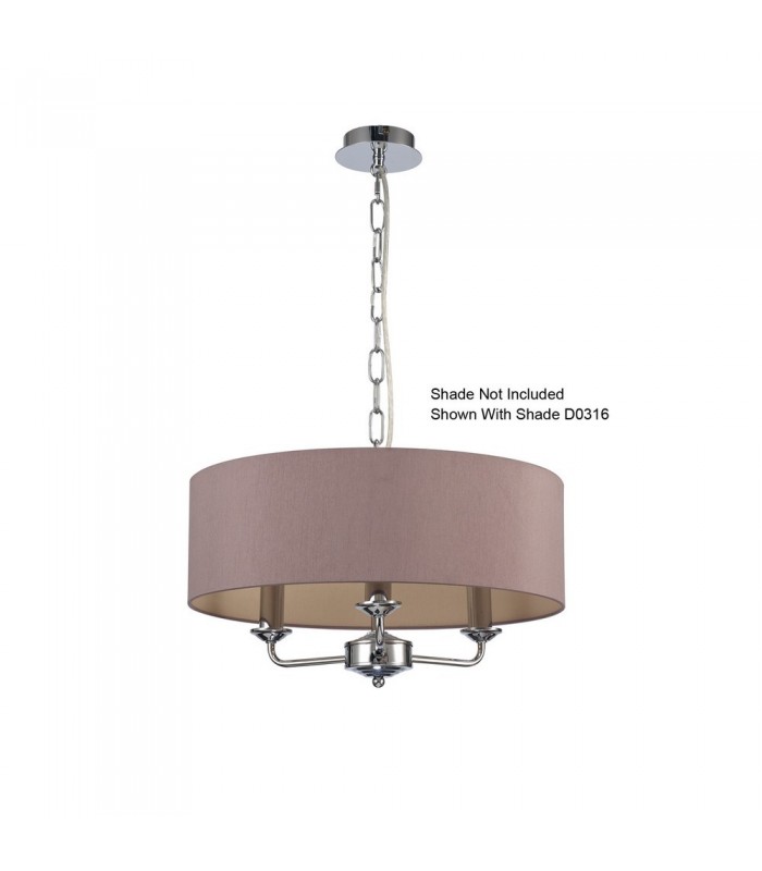 3 Light Multi Arm Ceiling Pendant without Shade, c, w 2m Chain, E14 Polished Chrome - 12