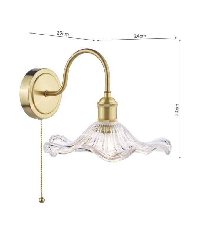 Hadano Wall Light Natural Brass and Wavy Glass-4