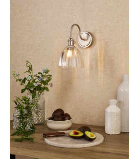 Hadano Wall Light Antique Chrome and Scalloped Bell Glass-2