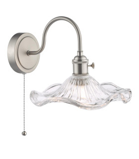 Hadano Wall Light Antique Chrome and Wavy Glass-1