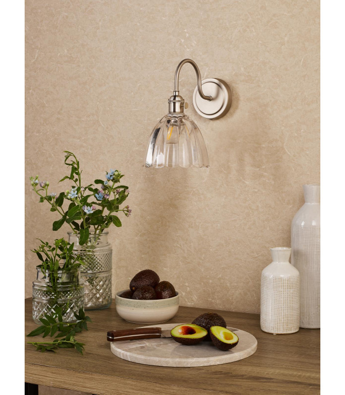 Hadano Wall Light Antique Chrome and Scalloped Bell Glass-3