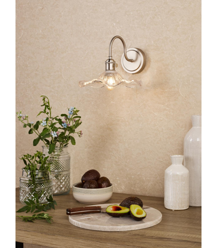 Hadano Wall Light Antique Chrome and Wavy Glass-2