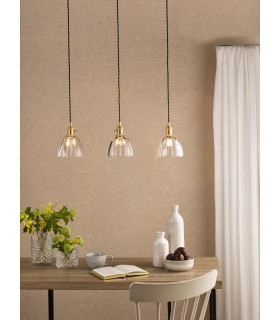 Hadano 3 Light Bar Ceiling Pendant Natural Brass and Scalloped Bell Glass-2