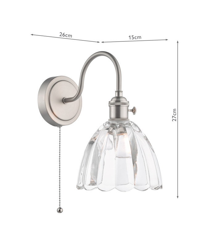 Hadano Wall Light Antique Chrome and Scalloped Bell Glass-4
