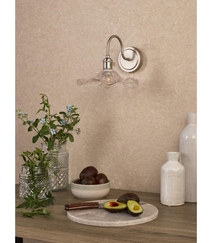 Hadano Wall Light Antique Chrome and Wavy Glass-3