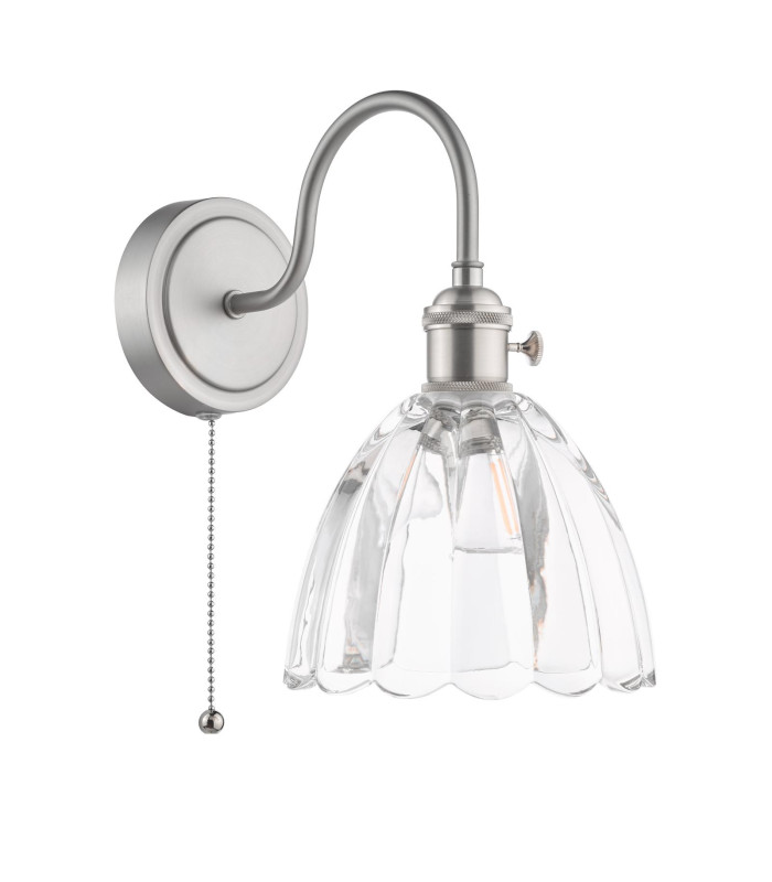 Hadano Wall Light Antique Chrome and Scalloped Bell Glass-5