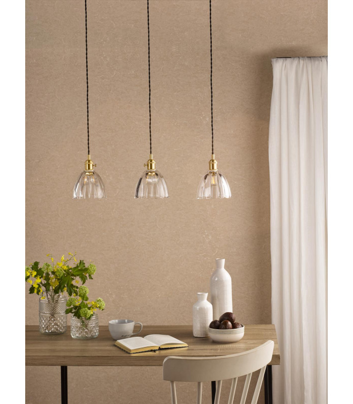 Hadano 3 Light Bar Ceiling Pendant Natural Brass and Scalloped Bell Glass-3