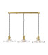 Hadano 3 Light Bar Ceiling Pendant Natural Brass and Wavy Glass-1