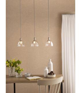 Hadano 3 Light Bar Ceiling Pendant Antique Chrome and Scalloped Bell Glass-2