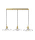Hadano 3 Light Bar Ceiling Pendant Natural Brass and Wavy Glass-5