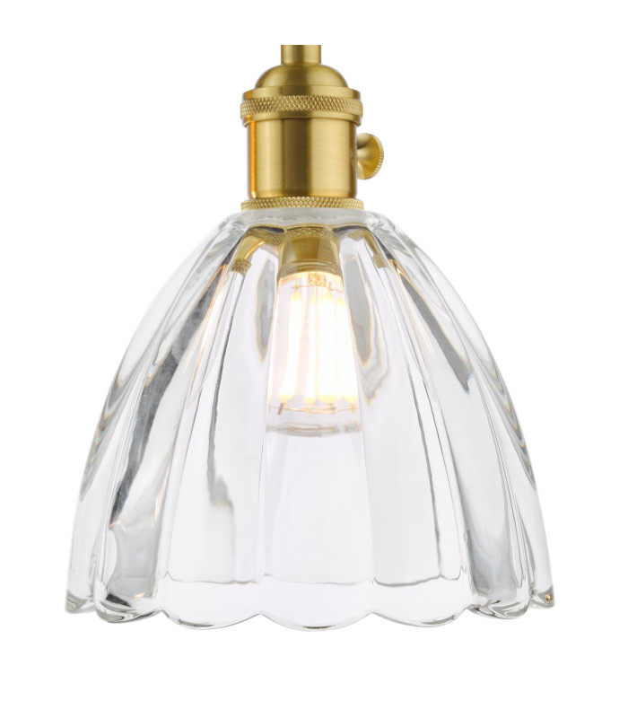 Hadano 3 Light Bar Ceiling Pendant Natural Brass and Scalloped Bell Glass-9