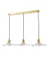 Hadano 3 Light Bar Ceiling Pendant Natural Brass and Wavy Glass-7
