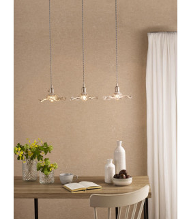 Hadano 3 Light Bar Ceiling Pendant Antique Chrome and Wavy Glass-2