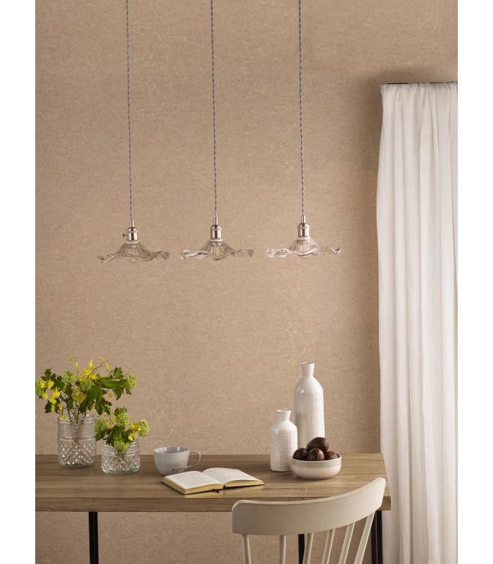 Hadano 3 Light Bar Ceiling Pendant Antique Chrome and Wavy Glass-3