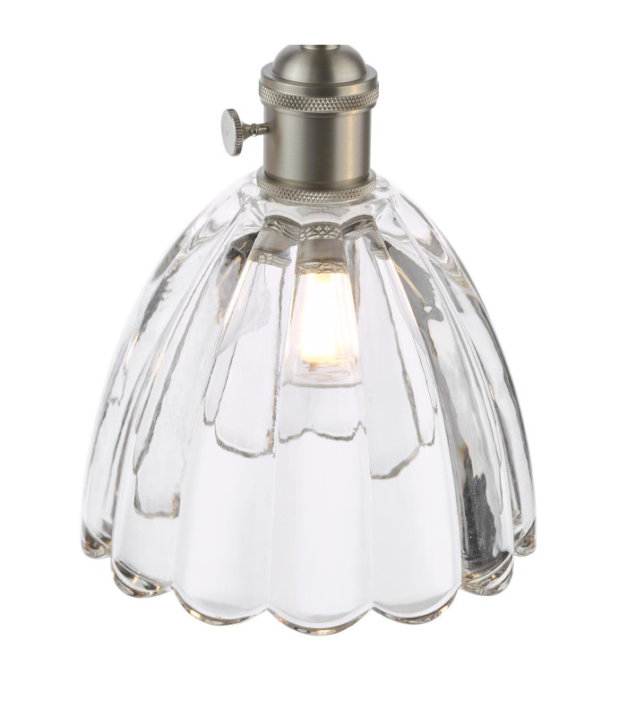 Hadano 3 Light Bar Ceiling Pendant Antique Chrome and Scalloped Bell Glass-9