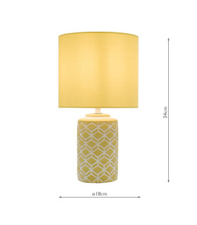 Ilona Ceramic Table Lamp Yellow With Shade-2