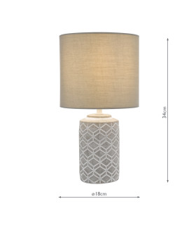 Ilona Ceramic Table Lamp Grey With Shade-2
