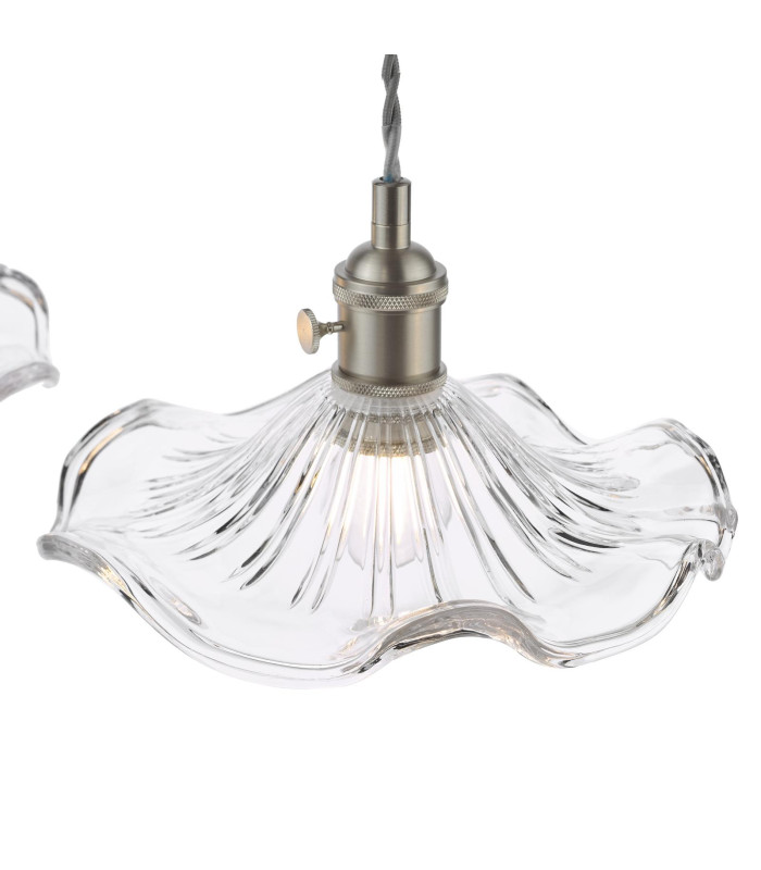 Hadano 3 Light Bar Ceiling Pendant Antique Chrome and Wavy Glass-9