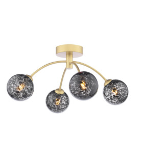 Izzy 4 Light Semi-Flush Matt Gold With Black Confetti Glass