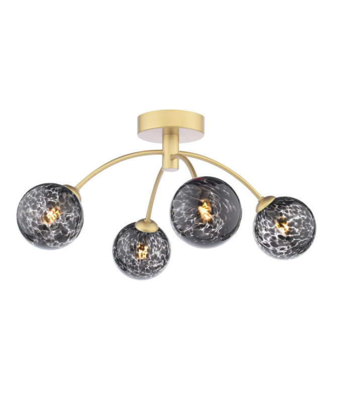 Izzy 4 Light Semi-Flush Matt Gold With Black Confetti Glass