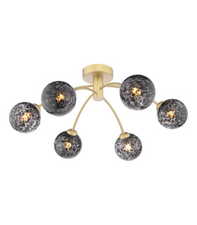 Izzy 6 Light Semi-Flush Matt Gold With Black Confetti Glass-1