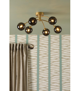 Izzy 6 Light Semi-Flush Matt Gold With Black Confetti Glass-2