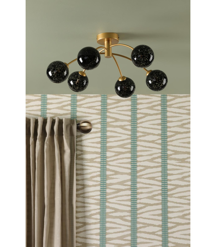 Izzy 6 Light Semi-Flush Matt Gold With Black Confetti Glass-3