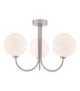 Jared 3 Light Semi-Flush Satin Nickel With Opal Glass
