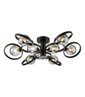 Lynette 9 Light Semi-Flush Satin Black With Smoked Glass-1