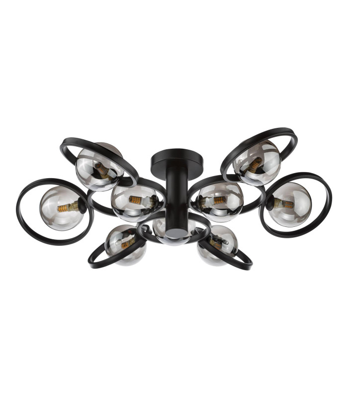 Lynette 9 Light Semi-Flush Satin Black With Smoked Glass-3