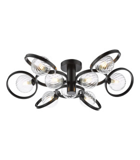 Lynette 9 Light Semi-Flush Satin Black With Twisted Glass-1