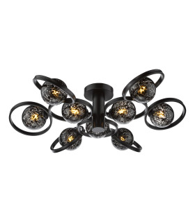 Lynette 9 Light Semi-Flush Satin Black With Black Confetti Glass-1