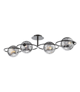 Olympus 4 Light Semi-Flush Matt Black With Smoked Dimpled Glass-1