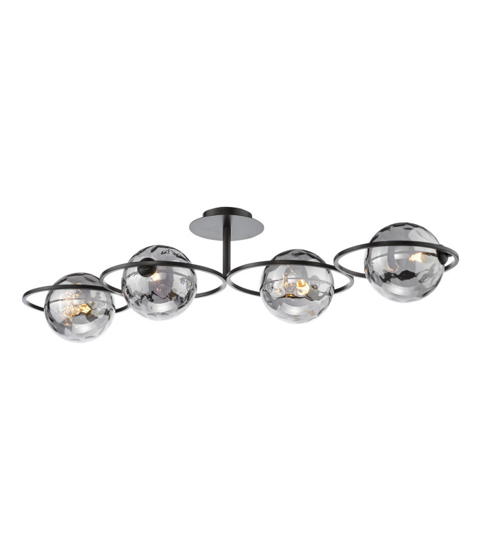 Olympus 4 Light Semi-Flush Matt Black With Smoked Dimpled Glass-1