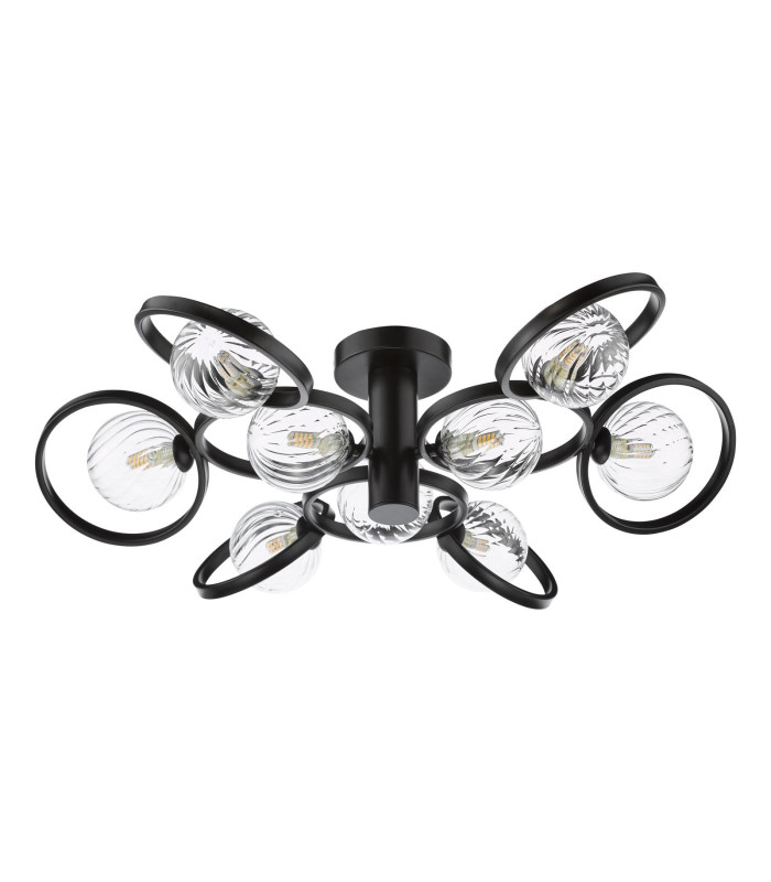 Lynette 9 Light Semi-Flush Satin Black With Twisted Glass-3