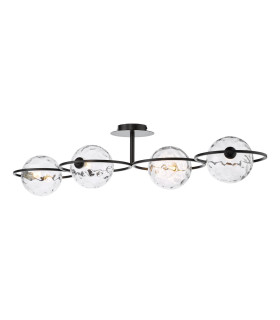 Olympus 4 Light Semi-Flush Matt Black With Clear Dimpled Glass-1