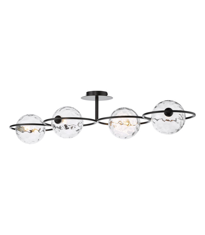 Olympus 4 Light Semi-Flush Matt Black With Clear Dimpled Glass-1