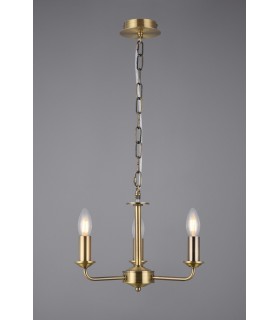 3 Light Multi Arm Ceiling Pendant without Shade, c, w 2m Chain, E14 Antique Brass - 2