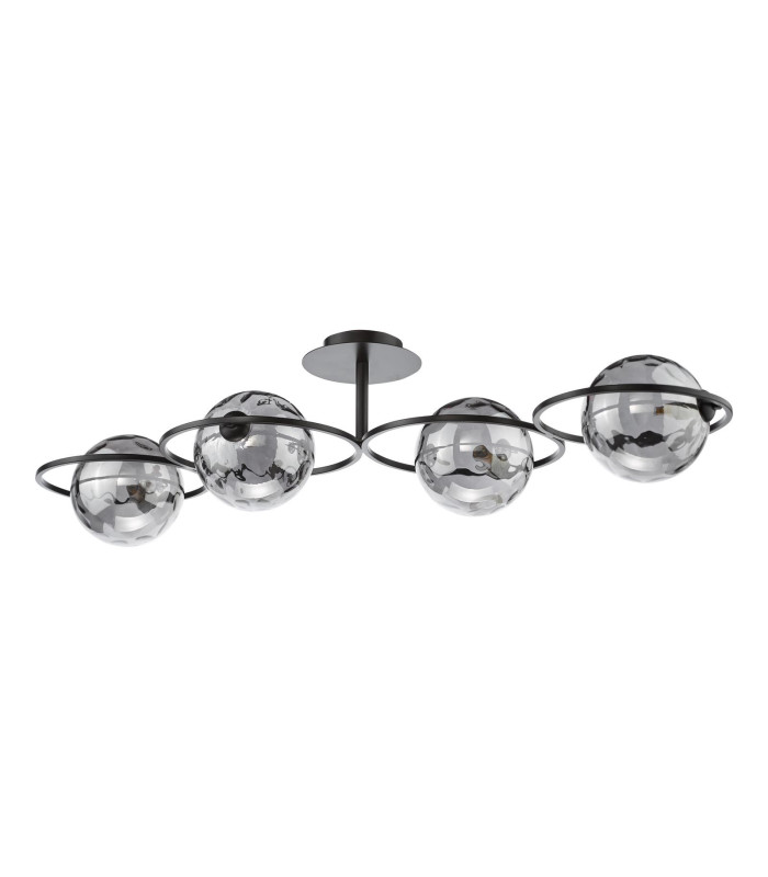 Olympus 4 Light Semi-Flush Matt Black With Smoked Dimpled Glass-5