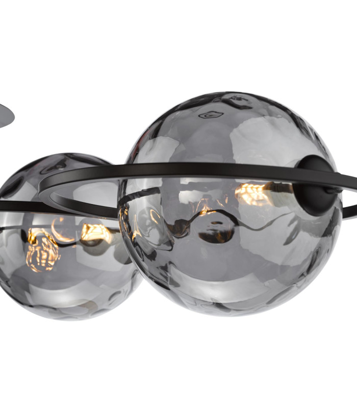 Olympus 4 Light Semi-Flush Matt Black With Smoked Dimpled Glass-6