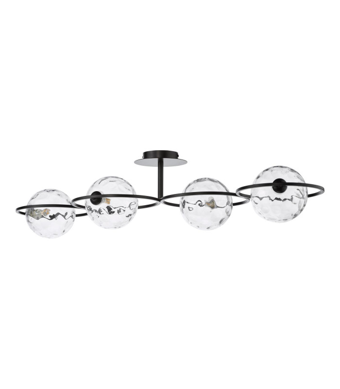 Olympus 4 Light Semi-Flush Matt Black With Clear Dimpled Glass-5