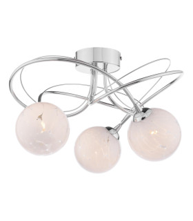 Onawa 3 Light Semi Flush Ceiling Polished Chrome With White Confetti Glass