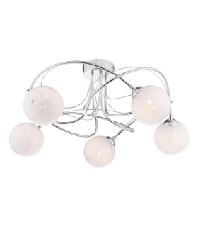 Onawa 5 Light Semi Flush Ceiling Polished Chrome With White Confetti Glass