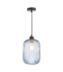Sawyer Ceiling Pendant Matt Black and Blue Ribbed Glass-1
