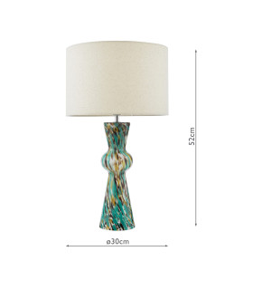 Rheneas Table Lamp Blue Art Glass and Polished Chrome With Shade-2