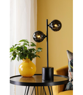 Spiral Table Lamp Matt Black With Black Confetti Glass-2