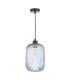 Sawyer Ceiling Pendant Matt Black and Blue Ribbed Glass-4