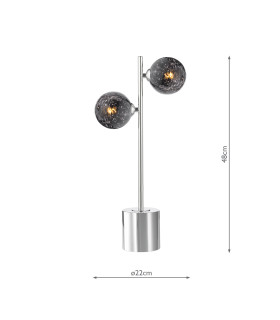 Spiral Table Lamp Polished Chrome With Black Confetti Glass-2