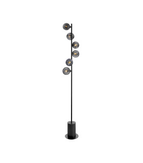 Spiral 6 Light Floor Lamp Matt Black With Black Confetti Glass-1