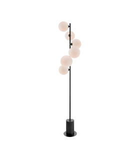 Spiral 6 Light Floor Lamp Matt Black With Opal Glass-1